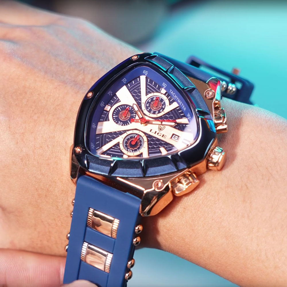 Watch Triangle Luxury - Orologio da Uomo LIGE alla Moda,