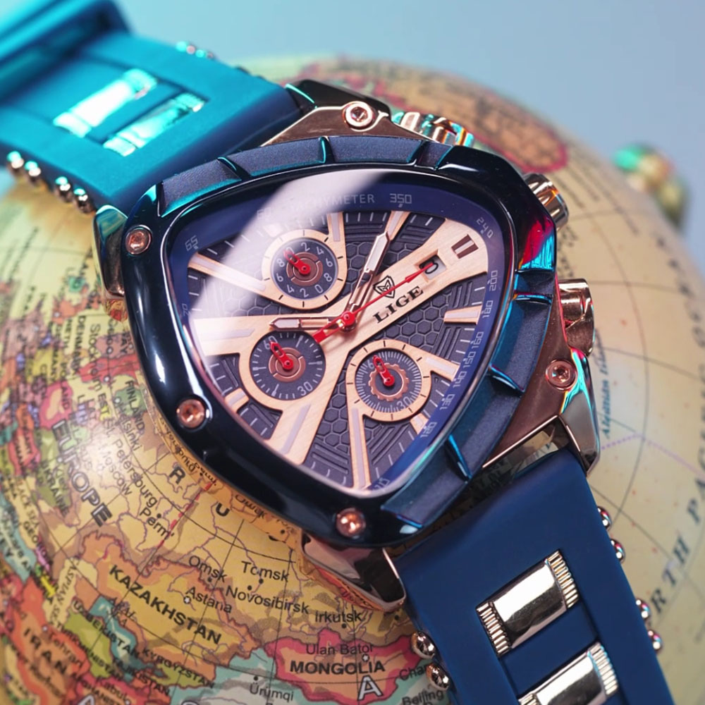 Watch Triangle Luxury - Orologio da Uomo LIGE alla Moda,