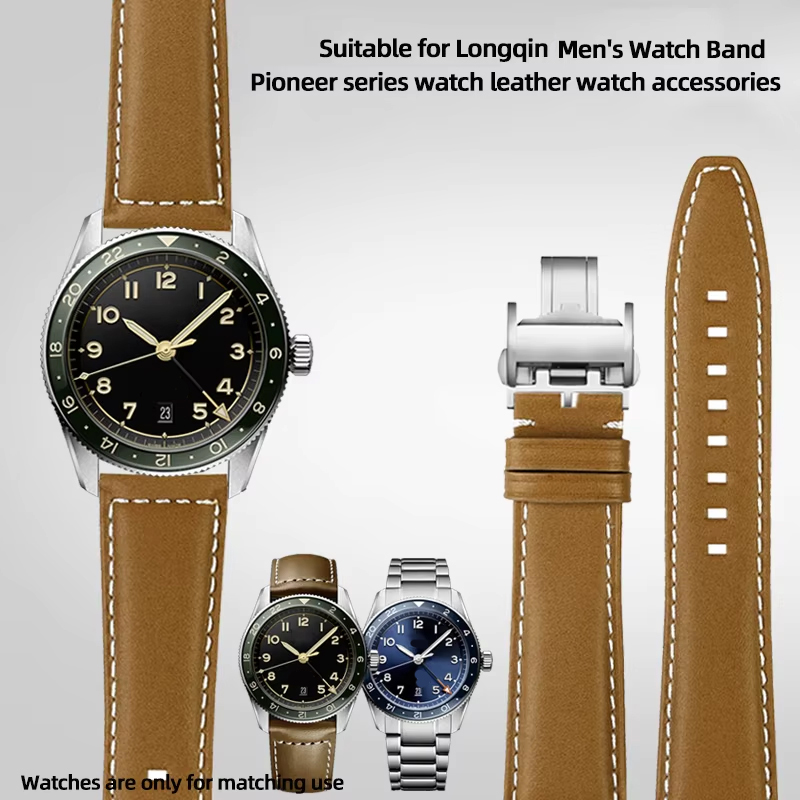 Luxury Watch Green Dial - Cinturino in pelle 21/22mm per Longines